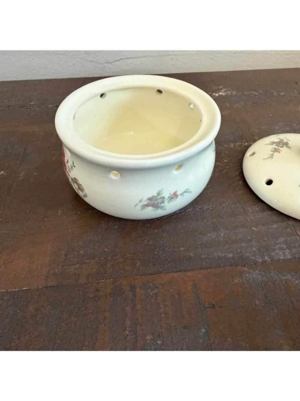 Vintage Athena California Floral Potpourri Bowl Vented Lid Cottagecore Decor